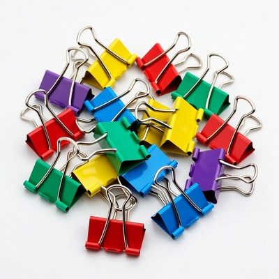 Colorful binder clips pile