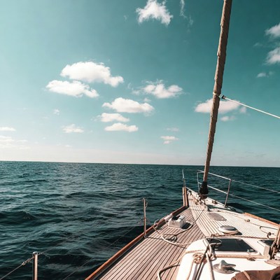 Sailboat Mast Over Ocean