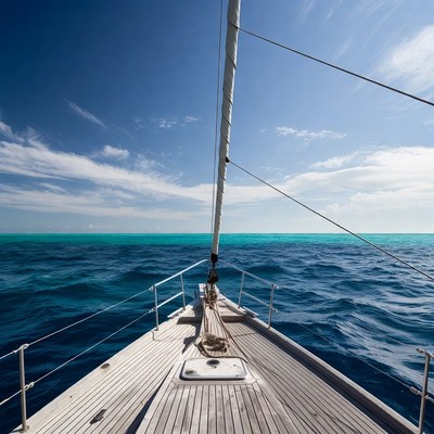 Sailboat Mast Over Turquoise Ocean