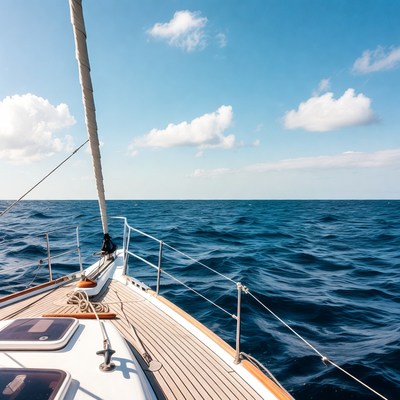 Sailboat mast on ocean