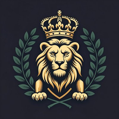 Golden Lion with Crown and Laurel
