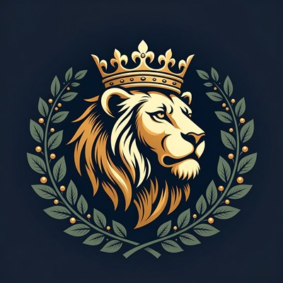 Lion Head with Golden Crown