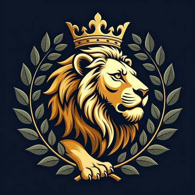Golden Lion with Crown and Laurel