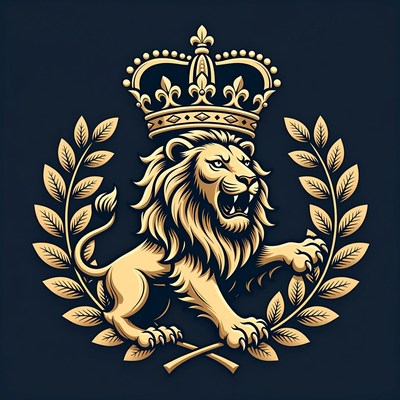 Crowned Lion with Laurel Wreath