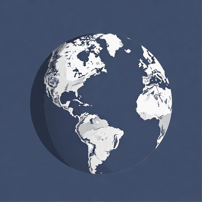 Earth Globe on Blue Background