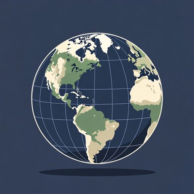 Illustrated Earth Globe on Navy Background