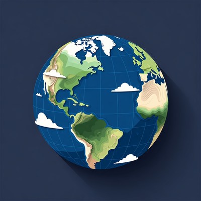 Flat Illustration of Earth Globe