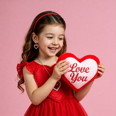 Girl holding love you heart