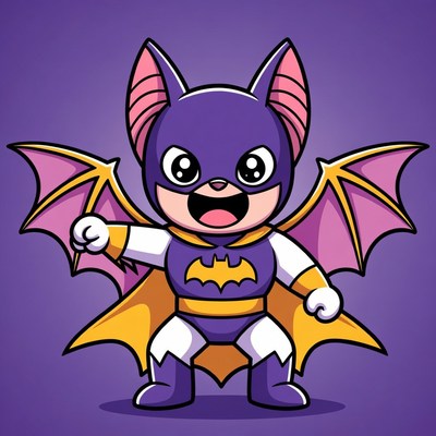 Cute cartoon bat superhero