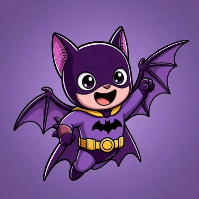 Cute chibi Batgirl flying