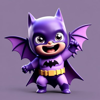 Cute Purple Baby Batman Illustration