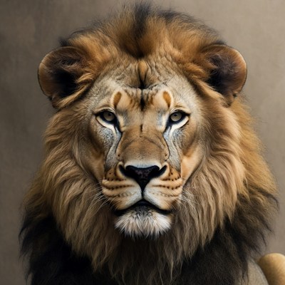 Close-up lion face portrait