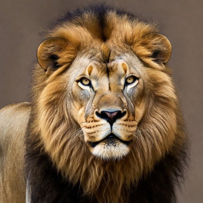 Majestic lion close-up portrait