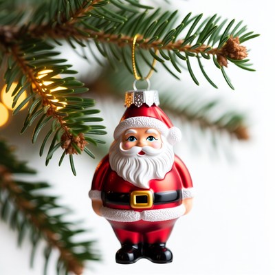Santa Claus Ornament on Christmas Tree