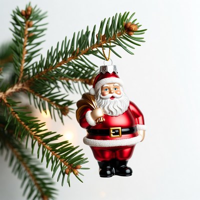 Santa Claus ornament on Christmas tree