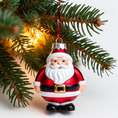 Santa Claus Ornament on Christmas Tree