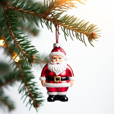 Santa Claus ornament on Christmas tree