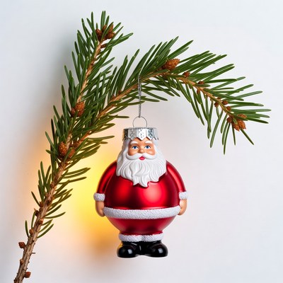 Santa Claus Ornament on Fir Branch