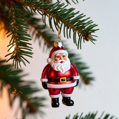 Santa Claus Ornament on Christmas Tree