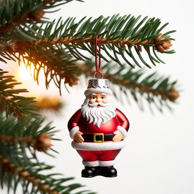 Santa Claus Ornament on Christmas Tree