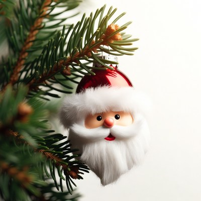 Santa Claus Ornament on Christmas Tree
