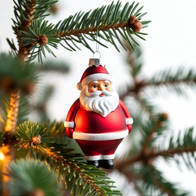 Santa Claus Ornament on Christmas Tree