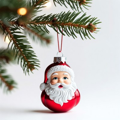 Santa Claus Ornament on Christmas Tree