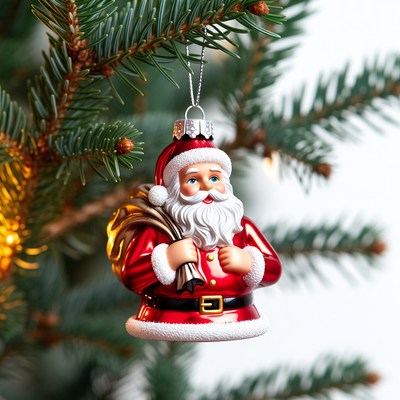 Santa Claus Ornament on Christmas Tree