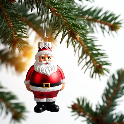 Santa Claus ornament on Christmas tree