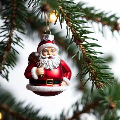 Santa Claus ornament on Christmas tree