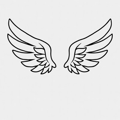 Angel Wings Outline Illustration