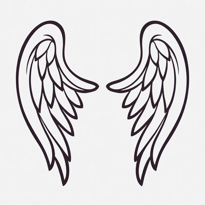 Angel Wings Outline Illustration