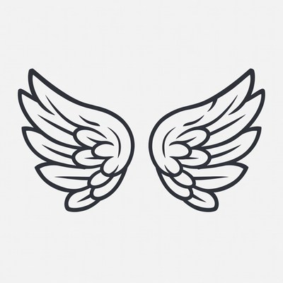 Angel Wings Outline Illustration