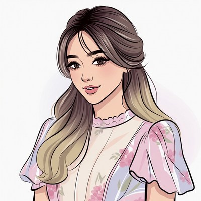 Asian woman in pink floral dress