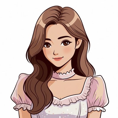 Anime girl with long brown hair