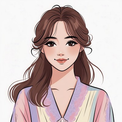 Asian woman in colorful hanbok