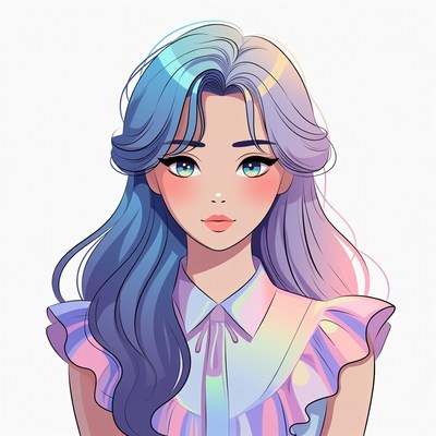 Anime girl with blue purple hair