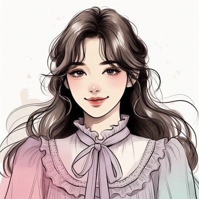 Anime girl in frilly purple dress