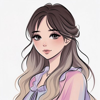 Anime girl with long wavy hair