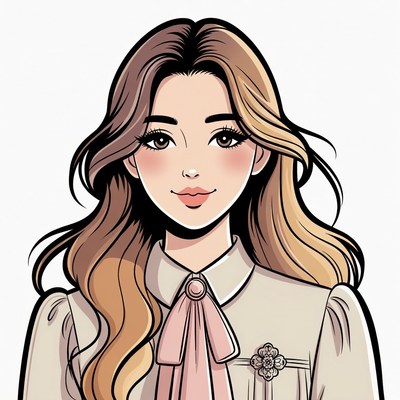 Beautiful Asian woman in pink bow blouse