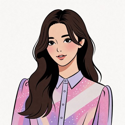 Asian woman in pink collared blouse