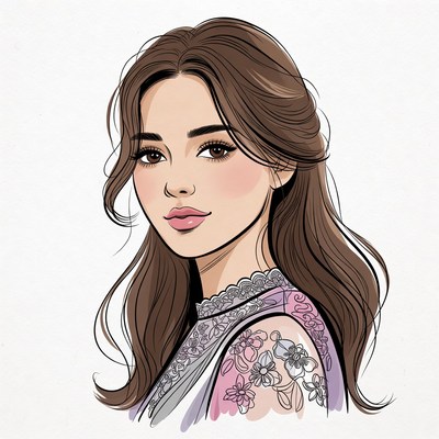 Beautiful woman in lace top illustration