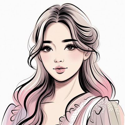 Beautiful Asian woman portrait illustration