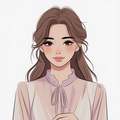 Asian woman in sheer collared blouse