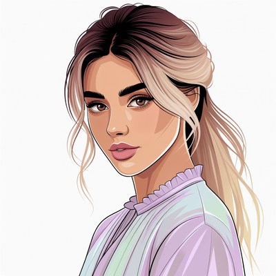 Beautiful woman with balayage hairstyle