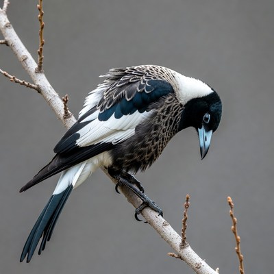 Magpie perched on branch