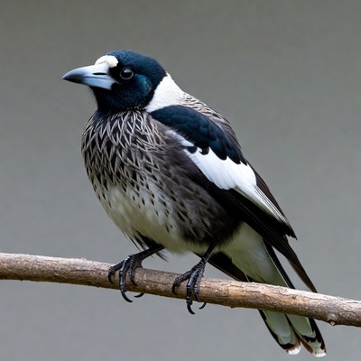 Pied Butcherbird perched on branch