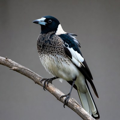Pied Butcherbird perched on branch