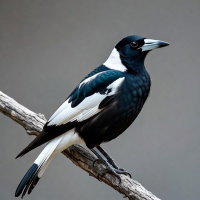 Magpie perched on branch