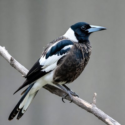 Magpie perched on branch